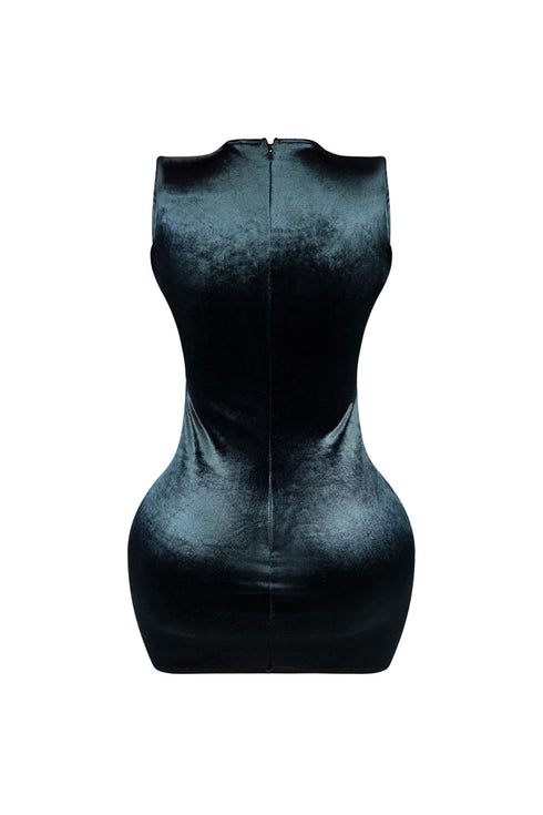 Adaline Mesh Contrast Vevet Jewel Dress