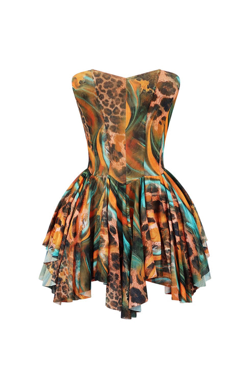 Ruthless Mesh Pleated Corset Mini Dress