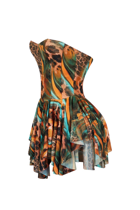 Ruthless Mesh Pleated Corset Mini Dress