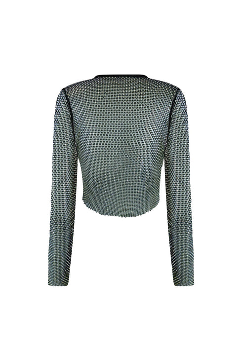 Excuse Me Rhinestone Fishnet Top