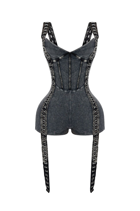 Die For You Corset Mineral Washed Romper