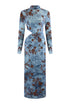 Fallin Sky Floral Print Mesh dress Dress EDGE Small Blue