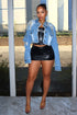 Shine Like A Diamond Denim Crop Jacket Outerwear EDGE Small Med Denim