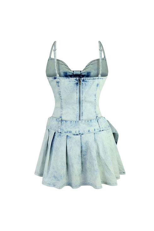 Parker Denim Pleated Belt Micro Dress