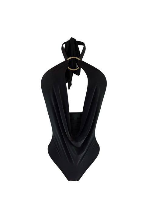 Hottest View Cowl Neck Halter Bodysuit