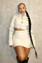 Show Off Buckled Belted Jacket & Skirt Set Outerwear EDGE Small Cream