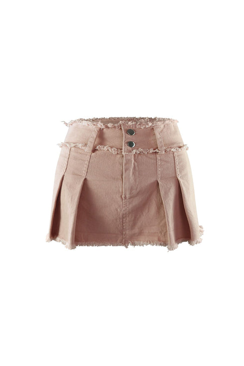 Pink Drink Pleated Denim Mini Skirt
