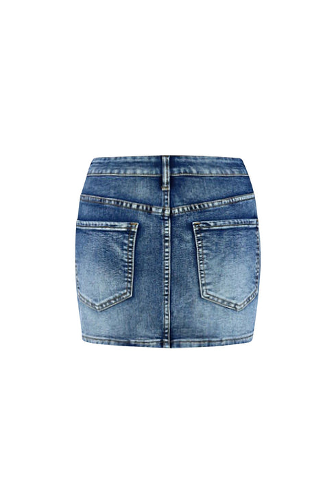 Cross Your Mind Denim Mini Skirt SKIRT EDGE
