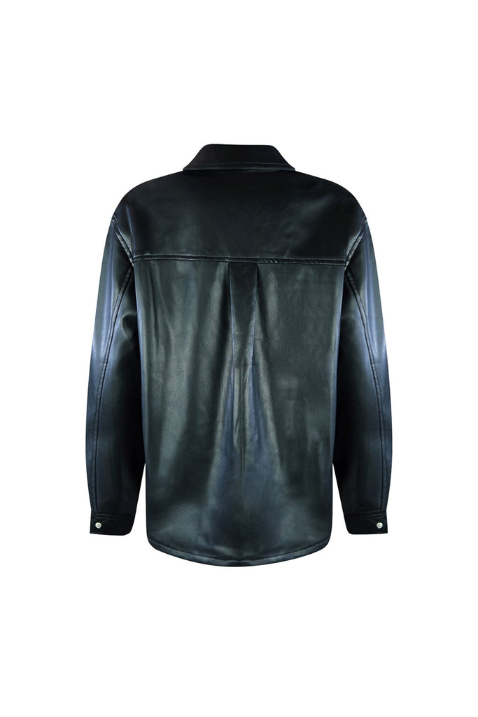 Soho Black Vegan Leather Button Up Jacket Outerwear EDGE 