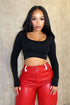 Essential Long Sleeve Basic Crop Top Crop Top EDGE Small/Medium Black