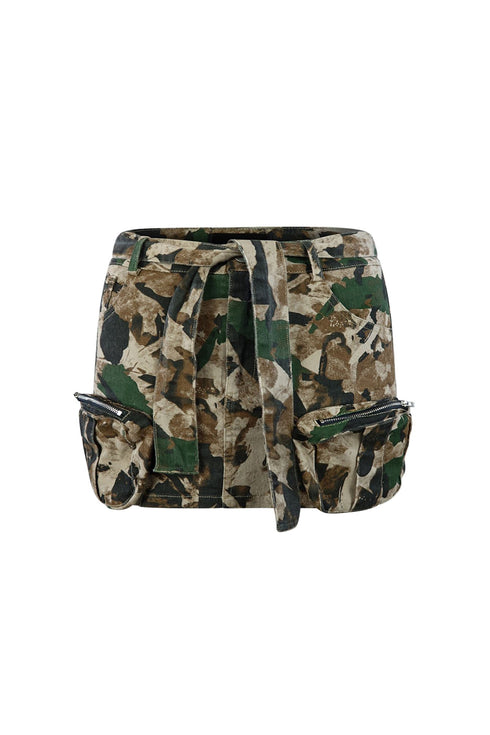 Come And Go Cargo Pocket Mini Skirt SKIRT EDGE Small Taupe Combo