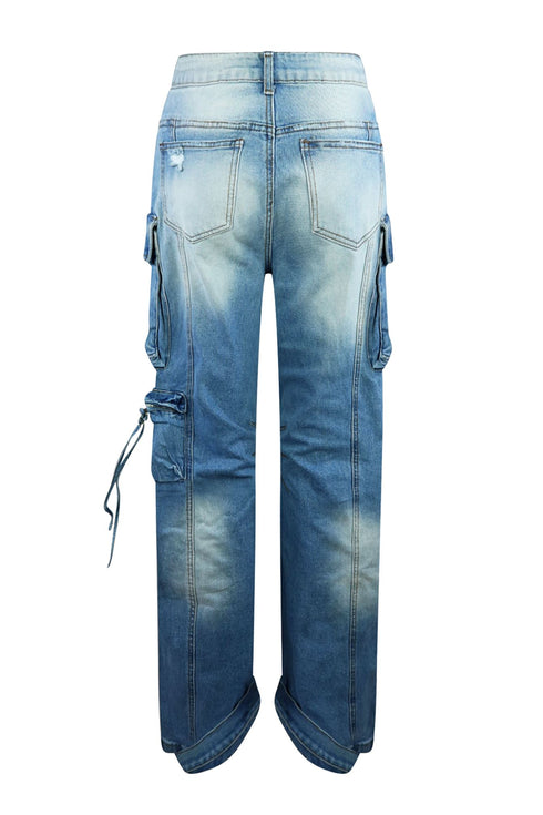 Salty Ripped Utility cargo jean bottom EDGE