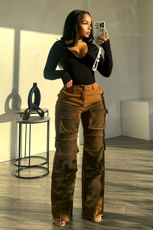 Going Higher Washed Cargo Denim Jeans