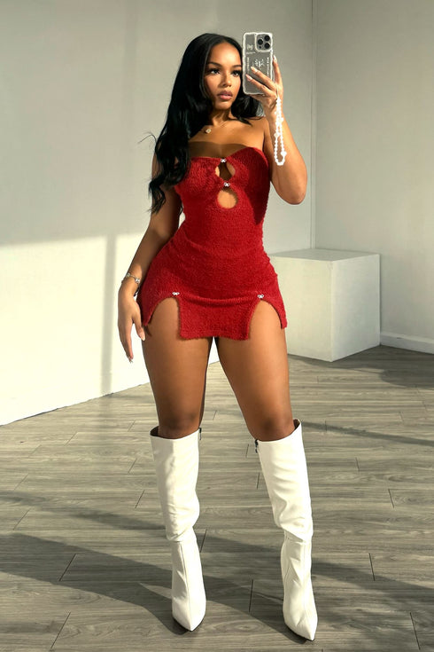 Must Love It Fuzzy Tube Mini Dress Dress EDGE
