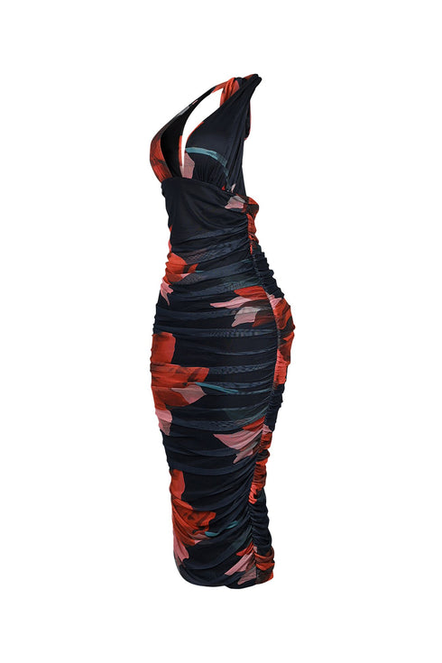 Bloomruche Mesh Print Halter Dress