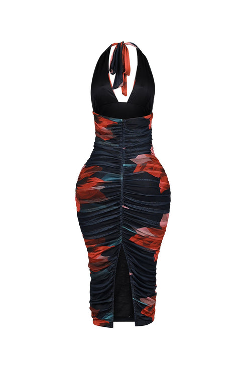Bloomruche Mesh Print Halter Dress