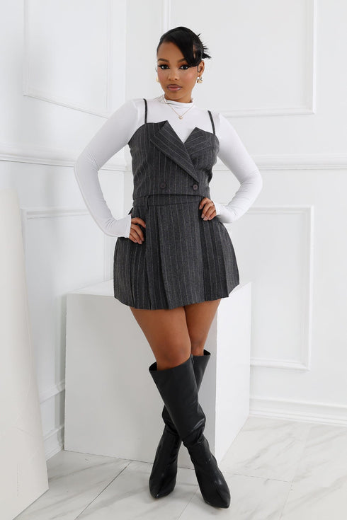 Kamali Pin Stripe Woven Tailored Mini Skirt