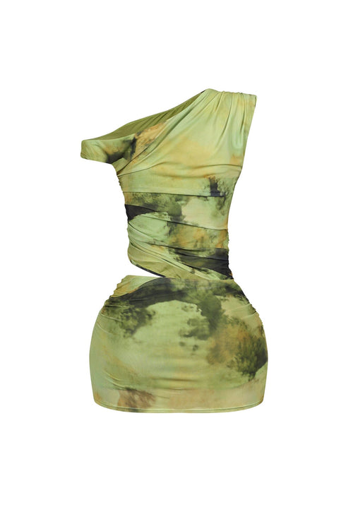 Cabo Mesh Print Cutout Mini Dress