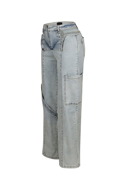 Crush High Waist Zipper Cutout Jeans