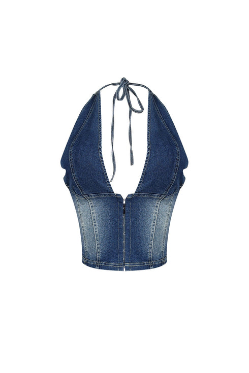 Denim Diva Plunge Halter Top