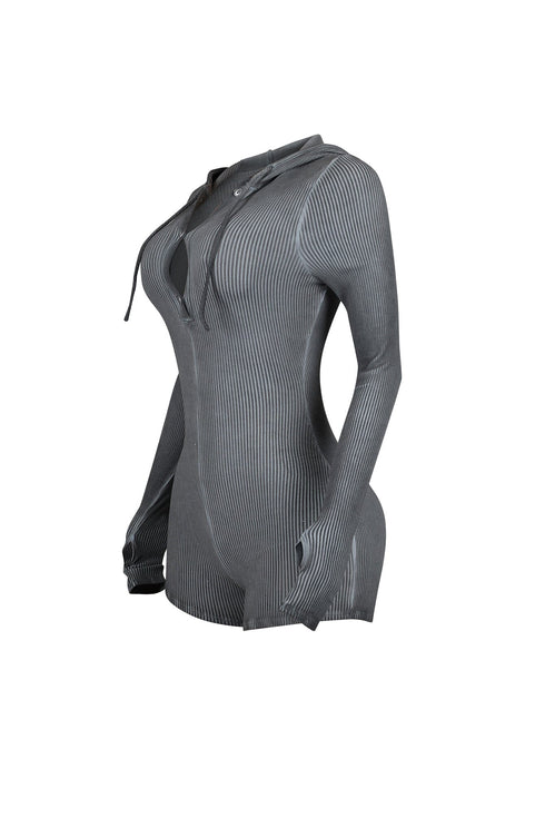 Meg Mineral Washed Hoodie Thumbhole Romper