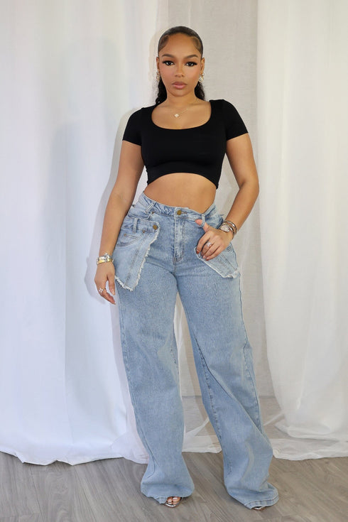 Amina Short Sleeve Double Layered Crop Top