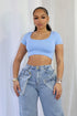 Amina Short Sleeve Double Layered Crop Top