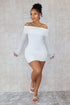 A Classic Off Shoulder Long Sleeve Mini Dress