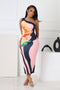 Hyogo Printed One Shoulder Midi Dress