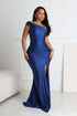 Apollo Nylon Off Shoulder Slit Maxi Dress