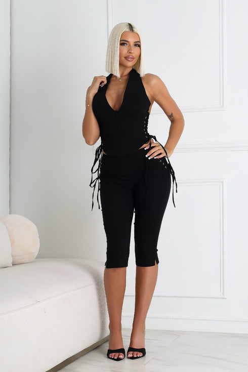 Kona Poplin Lace Up Capri Pants