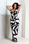 Chic Mesh Printed Cowl Neck Jumpsuit