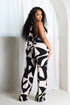 Chic Mesh Printed Cowl Neck Jumpsuit