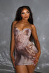 Sweet Goodbye Print Mesh Micro Mini Dress