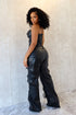 Perfect Night PU Cargo Jumpsuit