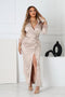 Silky Satin Long Sleeve Shirt Maxi Dress