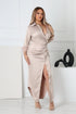 Silky Satin Long Sleeve Shirt Maxi Dress