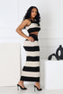 Sophisticated Knit Striped Top & Skirt SET