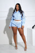Wesley Pin Stripe Collared Top & Shorts SET