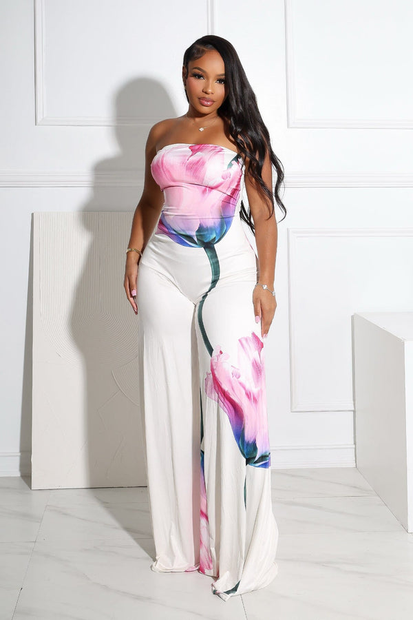 Weightless Bloom Print Tube Jumpsuit