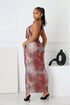 Cowl Charm Printed Mesh Maxi Dress