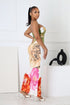 Citrus Floral Print Tube Maxi Dress