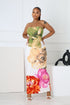 Citrus Floral Print Tube Maxi Dress