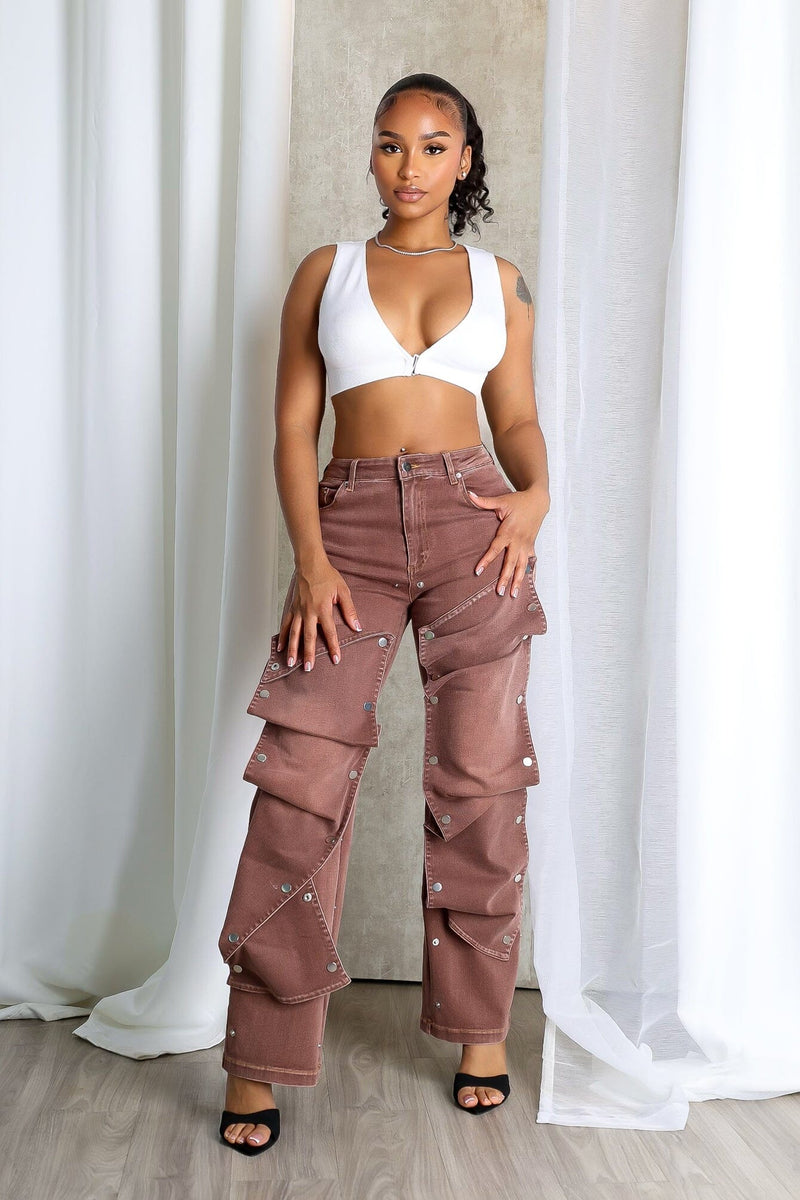 Hazel Snap Button Baggy Jeans – EDGE