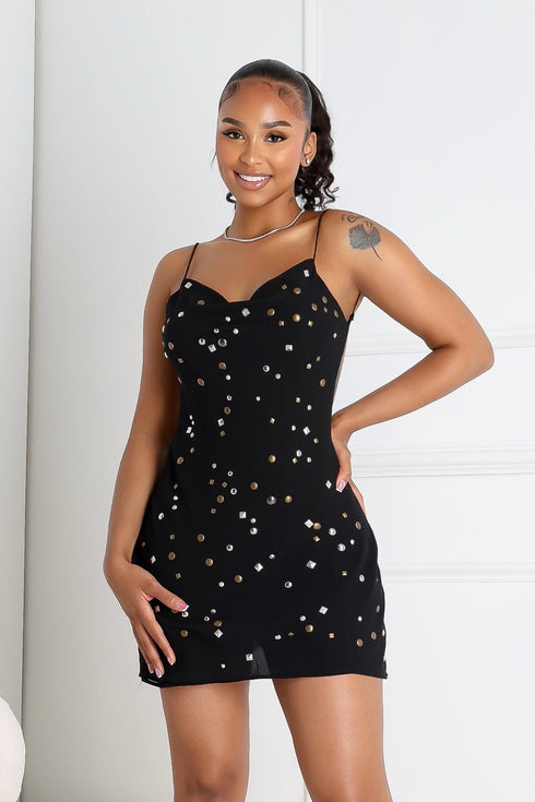 Aeris Studded Backless Mini Dress