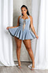 Bluebell Lace Up Denim Halter Mini Dress