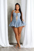 Bluebell Lace Up Denim Halter Mini Dress