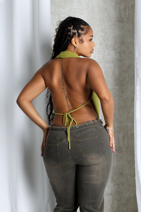 Cascading Mesh Cowl Neck Tie Top