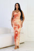 Coral Blush Mesh Print Maxi Dress