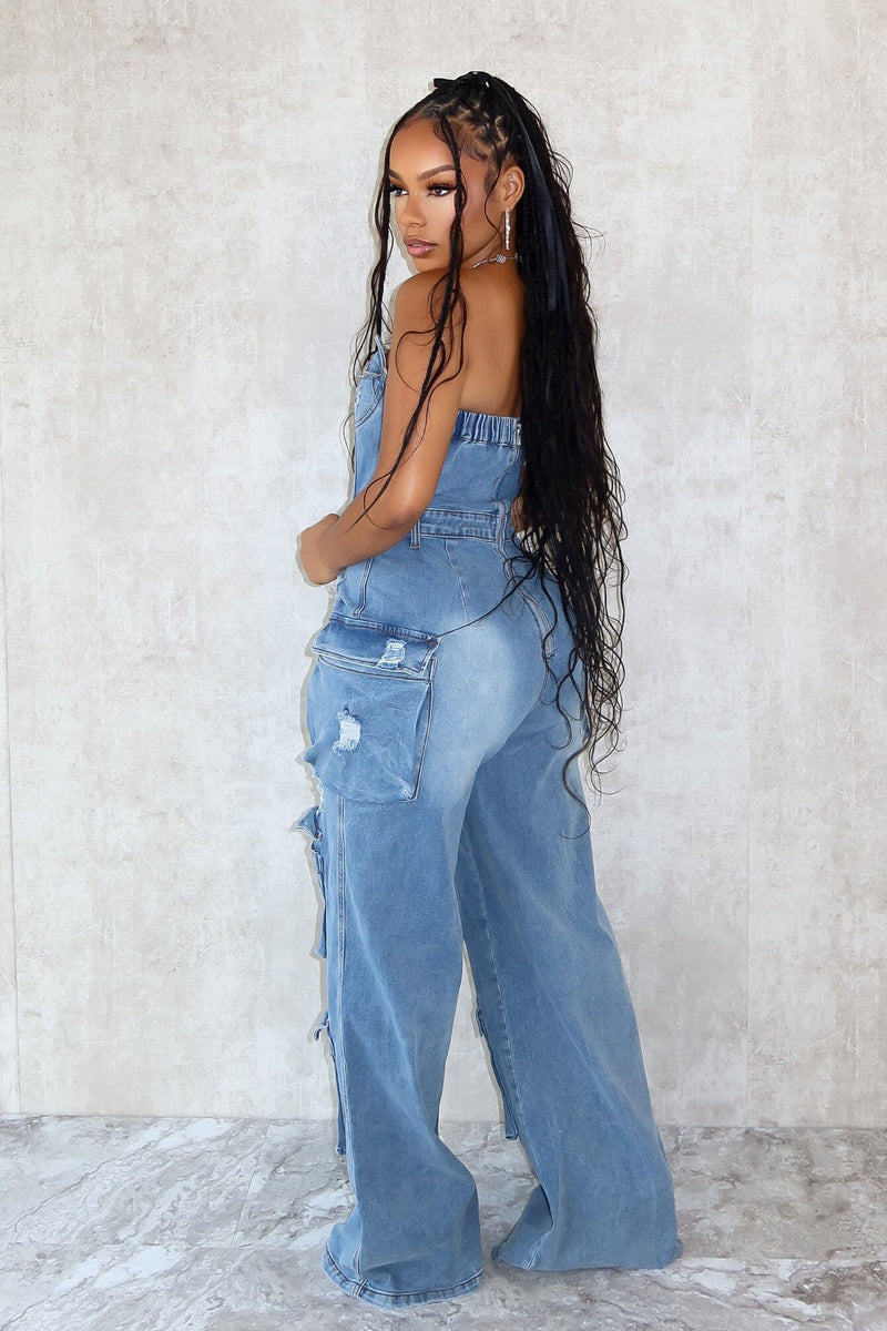 Gabri Cargo Washed Denim Jumpsuit – EDGE
